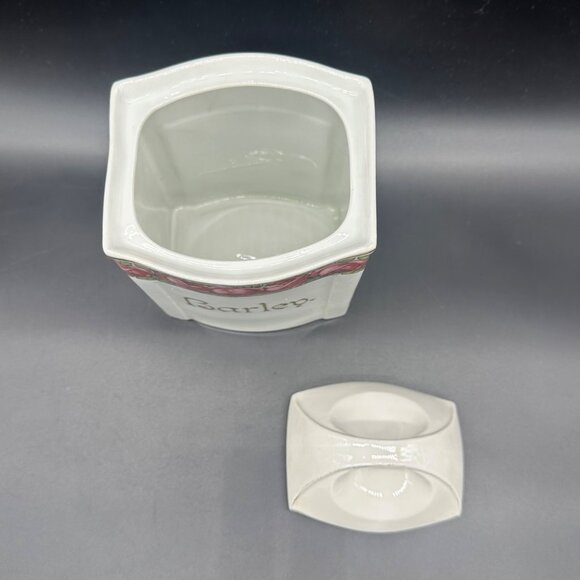 Antique German Barley Canister Pink Roses Floral Kitchen Storage Pink Flowers - Picture 5 of 11